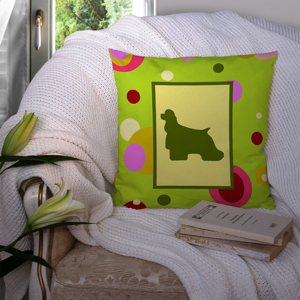 Cocker Spaniel Decorative Throw Pillow 14x14 Indoor Outdoor Accent Cushion, Fabric Cover with Insert for Sofa, Bed, Porch & Living Room