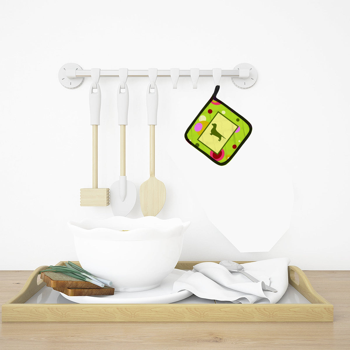 Dachshund Pot Holder Set of 2 Heat Resistant Quilted Hot Pads 7.5 x 7.5 Inch, Insulated Kitchen Trivets for Cooking & Baking