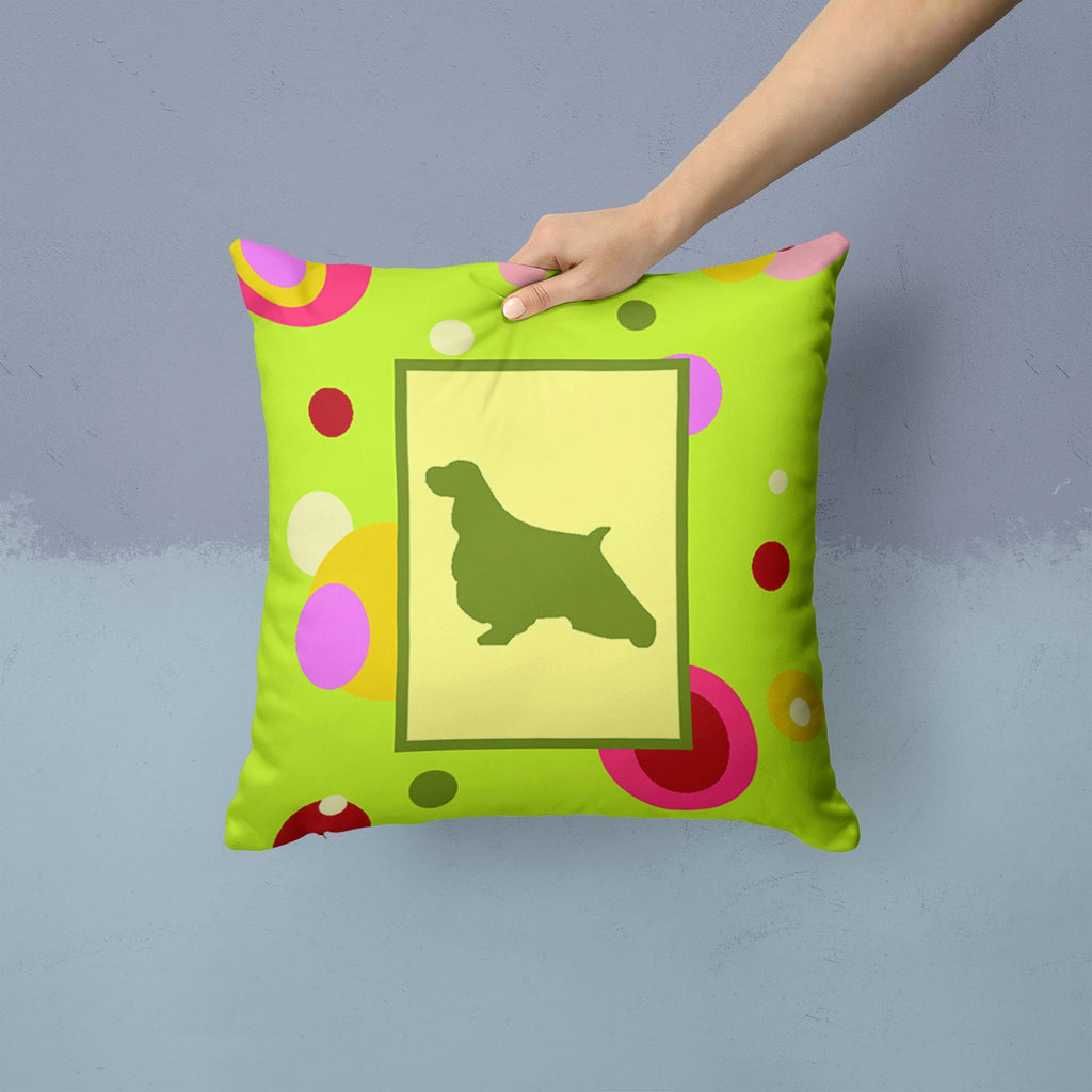 English Springer Spaniel Decorative Throw Pillow 14x14 Indoor Outdoor Accent Cushion, Fabric Cover with Insert for Sofa, Bed, Porch & Living Room