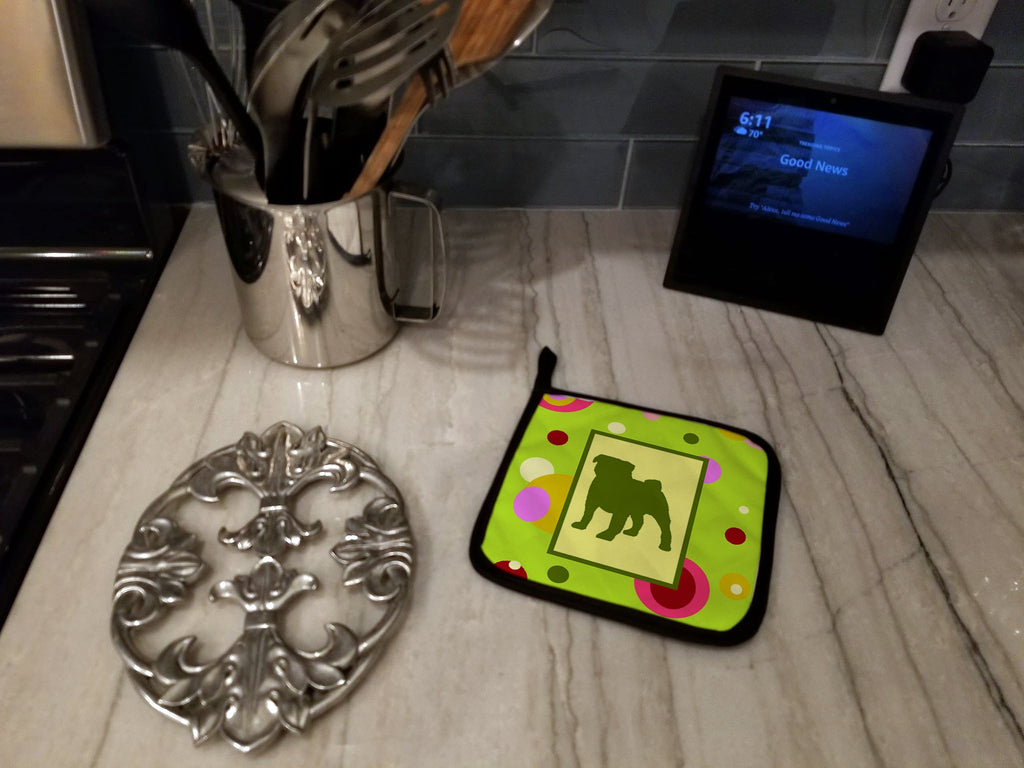 Pug Pot Holder Set of 2 Heat Resistant Quilted Hot Pads 7.5 x 7.5 Inch, Insulated Kitchen Trivets for Cooking & Baking