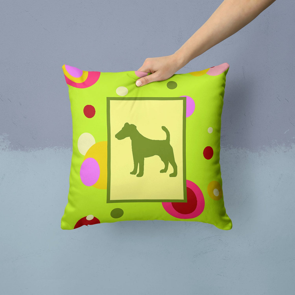 Fox Terrier Decorative Throw Pillow 14x14 Indoor Outdoor Accent Cushion, Fabric Cover with Insert for Sofa, Bed, Porch & Living Room