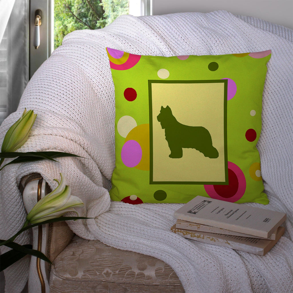 Briard Decorative Throw Pillow 14x14 Indoor Outdoor Accent Cushion, Fabric Cover with Insert for Sofa, Bed, Porch & Living Room