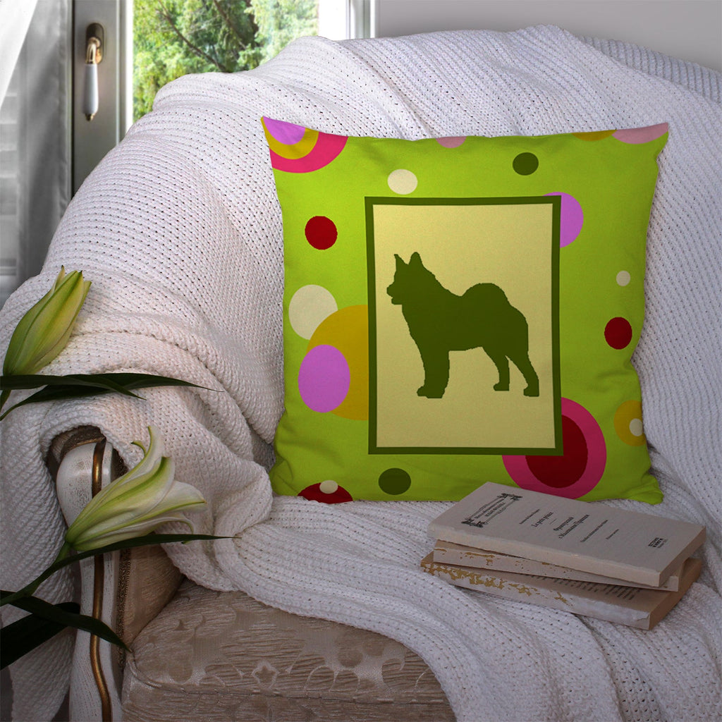 Norwegian Elkhound Decorative Throw Pillow 14x14 Indoor Outdoor Accent Cushion, Fabric Cover with Insert for Sofa, Bed, Porch & Living Room