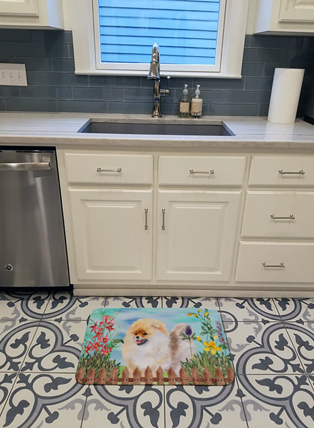 Pomeranian Spring Memory Foam Kitchen Mat Machine Washable Anti-Fatigue Cushion Comfort Bath or Kitchen Rug