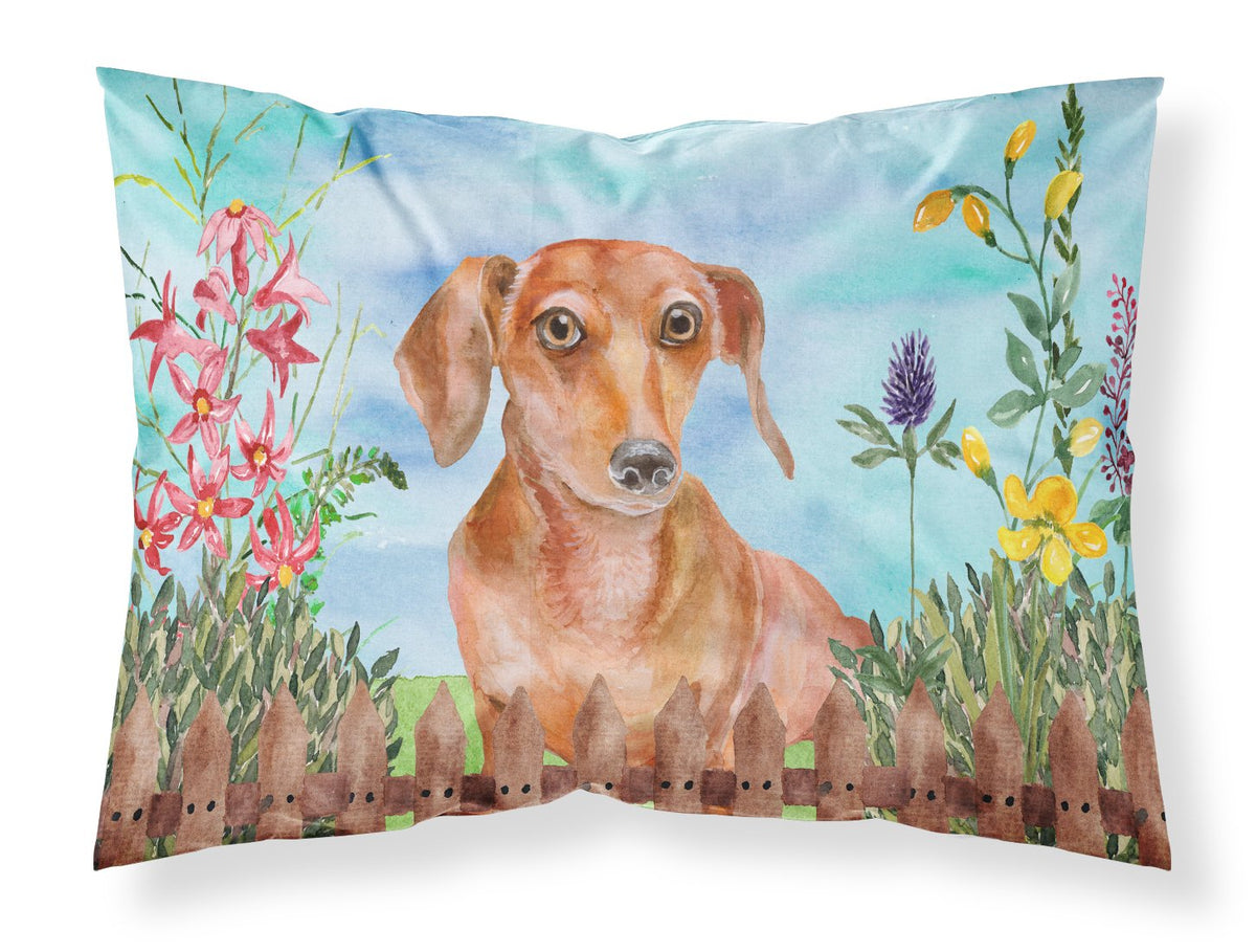 Red Dachshund Spring Standard Pillowcase Lightweight Super Soft Easy Care Decorative Artwork Pillowcase, Standard