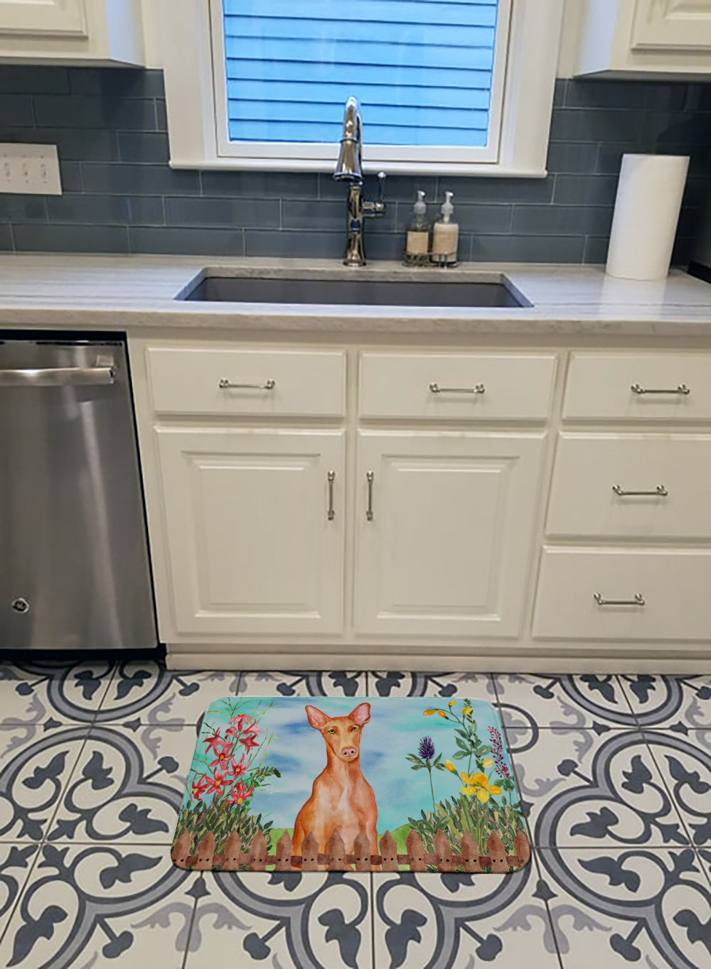 Pharaoh Hound Spring Memory Foam Kitchen Mat Machine Washable Anti-Fatigue Cushion Comfort Bath or Kitchen Rug
