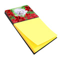 Bichon Frise Poinsettas Watercolor Sticky Note Holder Refillable Dispenser Desk Accessory 3x3 Pad Gift
