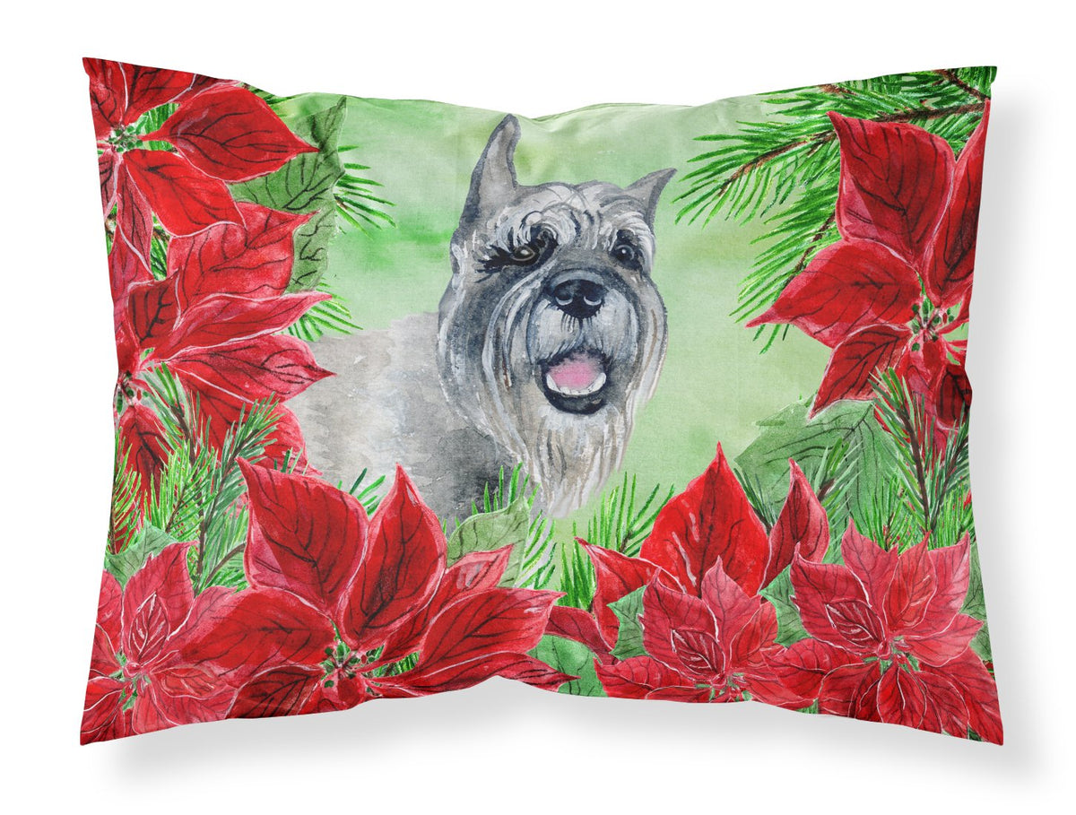 Schnauzer Poinsettas Standard Pillowcase Lightweight Super Soft Easy Care Decorative Artwork Pillowcase, Standard