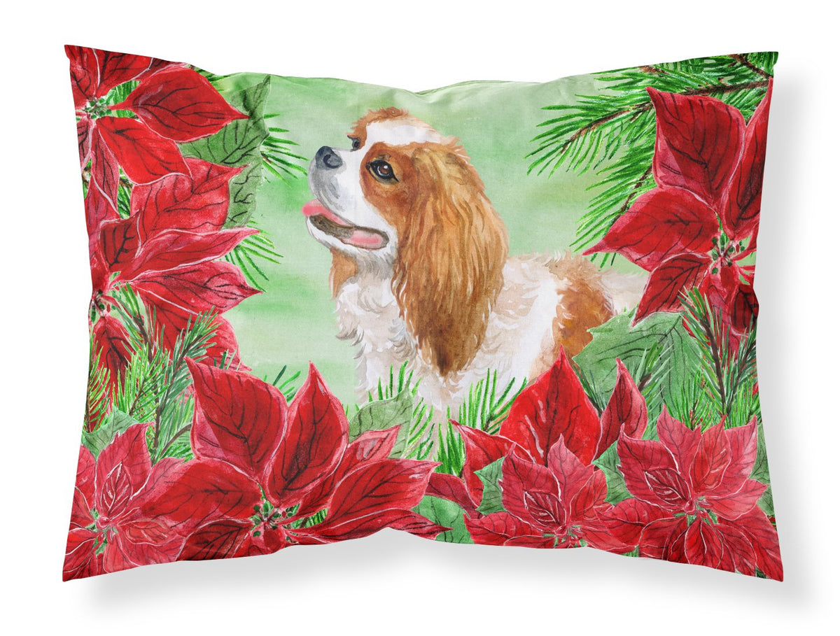 Cavalier Spaniel Poinsettas Standard Pillowcase Lightweight Super Soft Easy Care Decorative Artwork Pillowcase, Standard