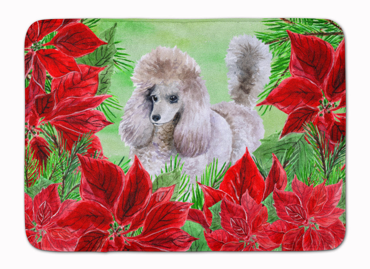 Poodle Poinsettas Memory Foam Kitchen Mat Machine Washable Anti-Fatigue Cushion Comfort Bath or Kitchen Rug