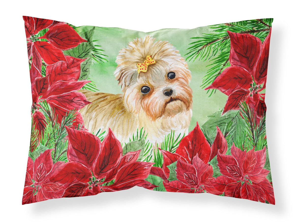 Morkie Poinsettas Standard Pillowcase Lightweight Super Soft Easy Care Decorative Artwork Pillowcase, Standard