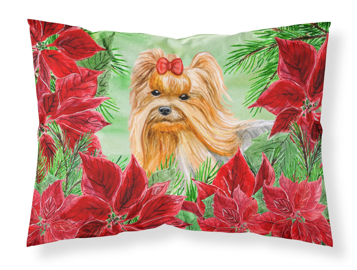 Yorkshire Terrier Poinsettas Standard Pillowcase Lightweight Super Soft Easy Care Decorative Artwork Pillowcase, Standard