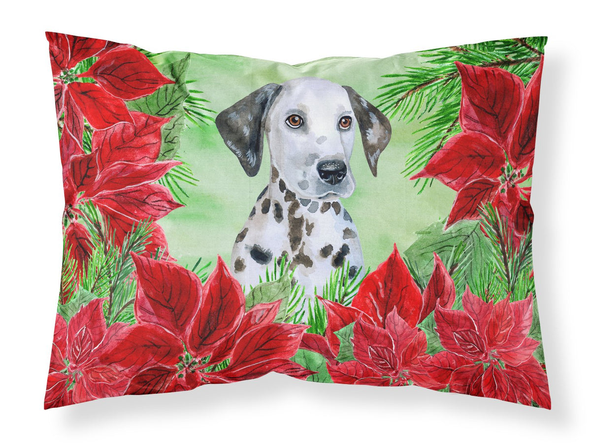 Dalmatian Puppy Poinsettas Standard Pillowcase Lightweight Super Soft Easy Care Decorative Artwork Pillowcase, Standard