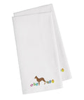 Australian Kelpie Easter White Embroidered Towel Set of 2 Decorative Bathroom Guest Hand Towel for Hand, Face, Tea, Dishcloth, 19 X 25, White