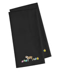 Central Asian Shepherd Easter Black Embroidered Towel Set of 2 Decorative Bathroom Guest Hand Towel for Hand, Face, Tea, Dishcloth, 19 X 25, Black
