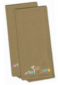 Central Asian Shepherd Easter Tan Embroidered Towel Set of 2 Decorative Bathroom Guest Hand Towel for Hand, Face, Tea, Dishcloth, 19 X 25, Tan