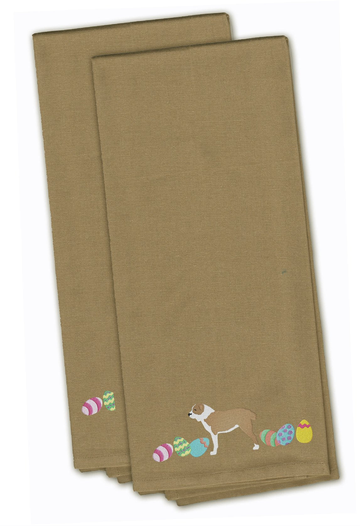 Central Asian Shepherd Easter Tan Embroidered Towel Set of 2 Decorative Bathroom Guest Hand Towel for Hand, Face, Tea, Dishcloth, 19 X 25, Tan