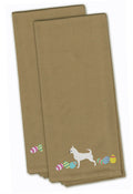 Chihuahua Easter Tan Embroidered Towel Set of 2 Decorative Bathroom Guest Hand Towel for Hand, Face, Tea, Dishcloth, 19 X 25, Tan