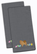 Chow Chow Easter Gray Embroidered Towel Set of 2
