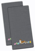 Corgi Easter Gray Embroidered Towel Set of 2