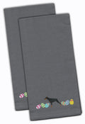 Doberman Pinscher Easter Gray Embroidered Towel Set of 2