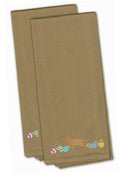 English Cocker Spaniel Easter Tan Embroidered Towel Set of 2 Decorative Bathroom Guest Hand Towel for Hand, Face, Tea, Dishcloth, 19 X 25, Tan