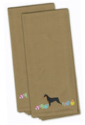 German Pinscher Easter Tan Embroidered Towel Set of 2 Decorative Bathroom Guest Hand Towel for Hand, Face, Tea, Dishcloth, 19 X 25, Tan