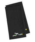 German Wirehaired Pointer Easter Black Embroidered Towel Set of 2 Decorative Bathroom Guest Hand Towel for Hand, Face, Tea, Dishcloth, 19 X 25, Black