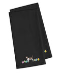 Grand Basset Griffon Easter Black Embroidered Towel Set of 2 Decorative Bathroom Guest Hand Towel for Hand, Face, Tea, Dishcloth, 19 X 25, Black