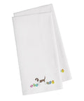 Grand Basset Griffon Easter White Embroidered Towel Set of 2 Decorative Bathroom Guest Hand Towel for Hand, Face, Tea, Dishcloth, 19 X 25, White