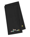 Greyhound Easter Black Embroidered Towel Set of 2 Decorative Bathroom Guest Hand Towel for Hand, Face, Tea, Dishcloth, 19 X 25, Black