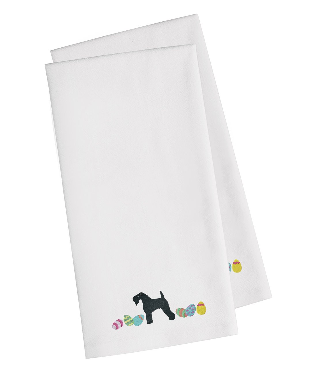 Kerry Blue Terrier Easter White Embroidered Towel Set of 2 Decorative Bathroom Guest Hand Towel for Hand, Face, Tea, Dishcloth, 19 X 25, White