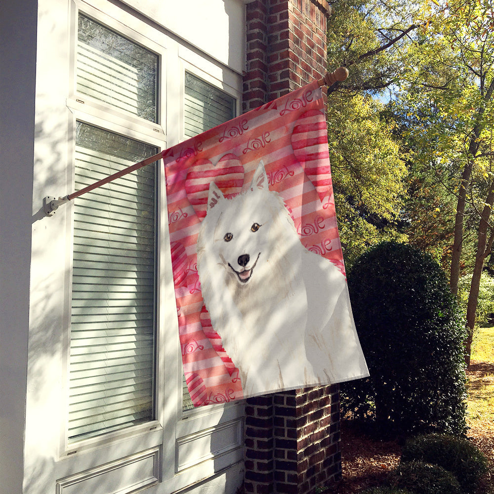 Love a Japanese Spitz House Flag 28x40 Porch Sleeve Pole Decorative Outside Yard Banner Artwork Wall Hanging, Polyester