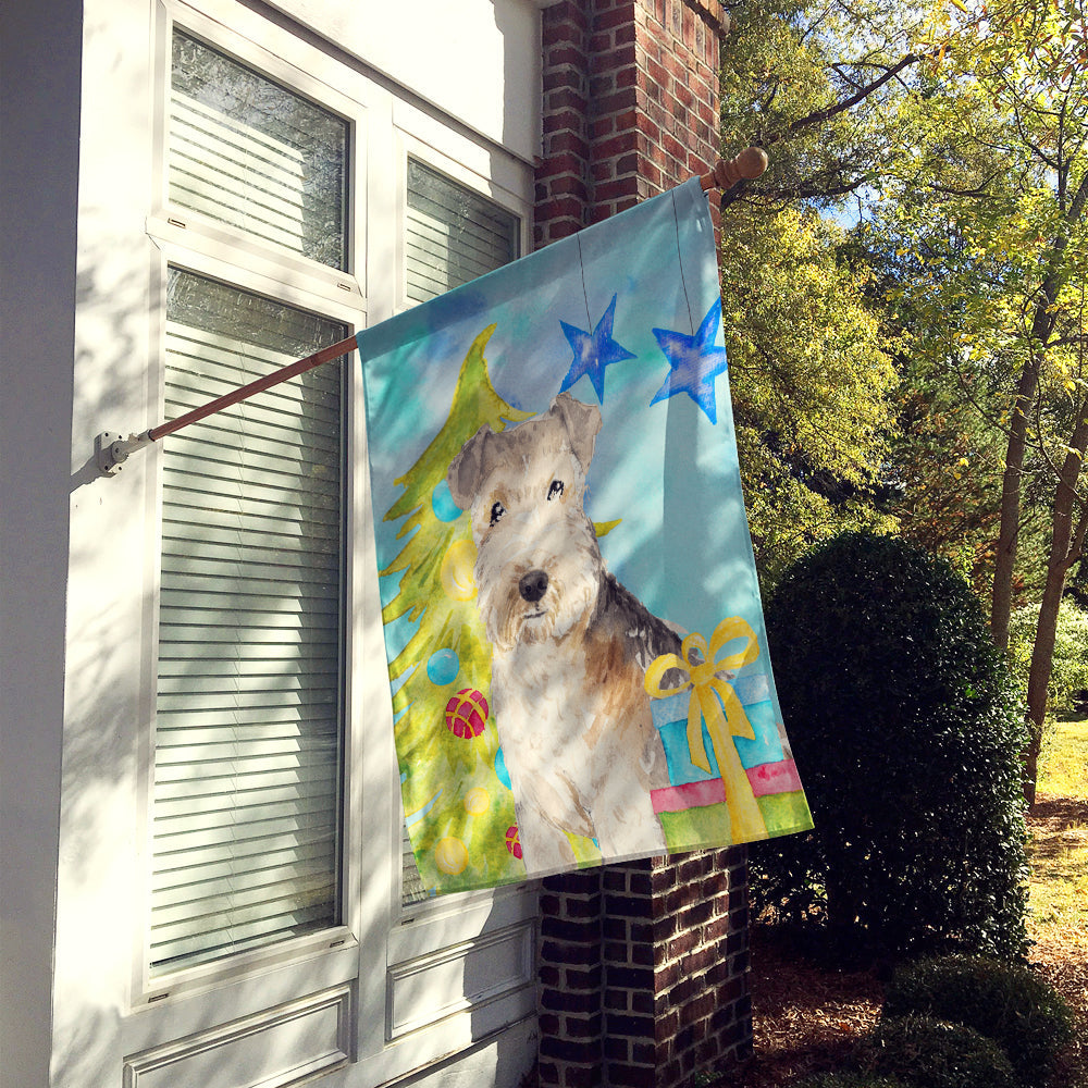 Christmas Tree Lakeland Terrier House Flag 28x40 Porch Sleeve Pole Decorative Outside Yard Banner Artwork Wall Hanging, Polyester