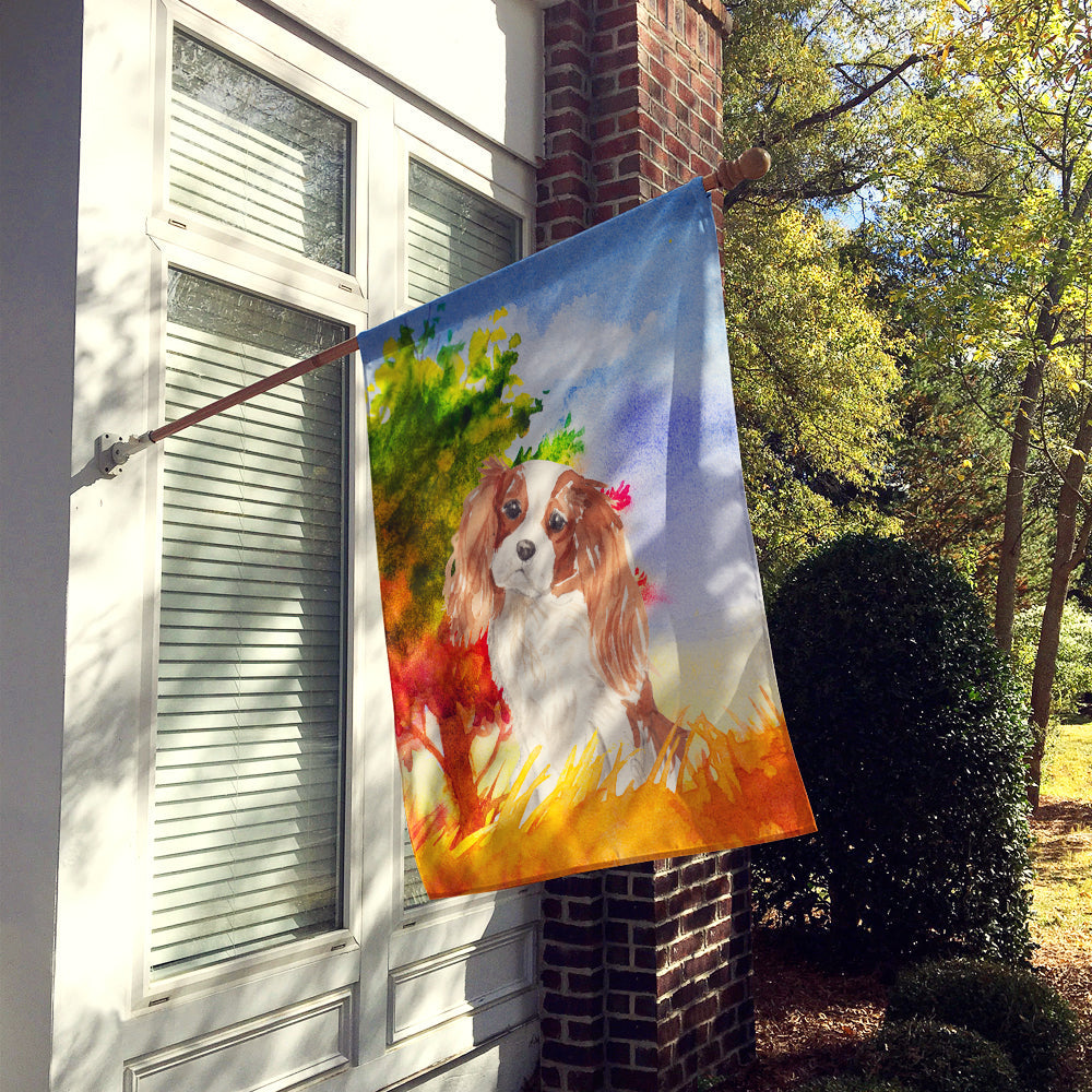Fall Blenheim Cavalier Spaniel House Flag 28x40 Porch Sleeve Pole Decorative Outside Yard Banner Artwork Wall Hanging, Polyester