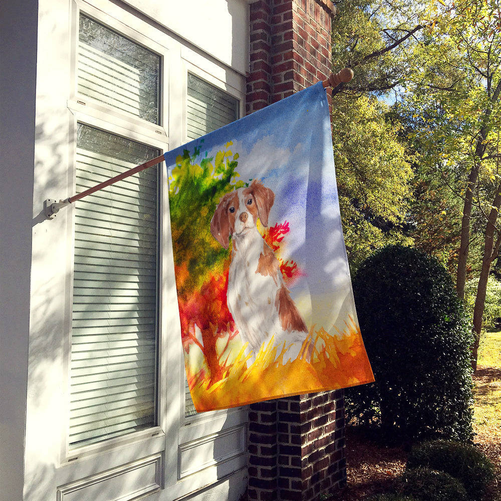 Fall Brittany Spaniel House Flag 28x40 Porch Sleeve Pole Decorative Outside Yard Banner Artwork Wall Hanging, Polyester