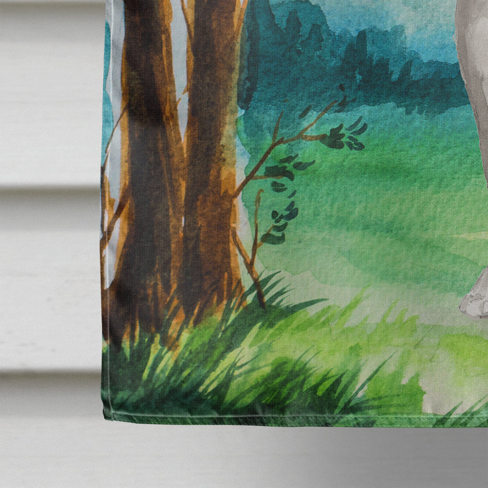 Under the Tree Staffordshire Bull Terrier House Flag 28x40 Porch Sleeve Pole Decorative Outside Yard Banner Artwork Wall Hanging, Polyester