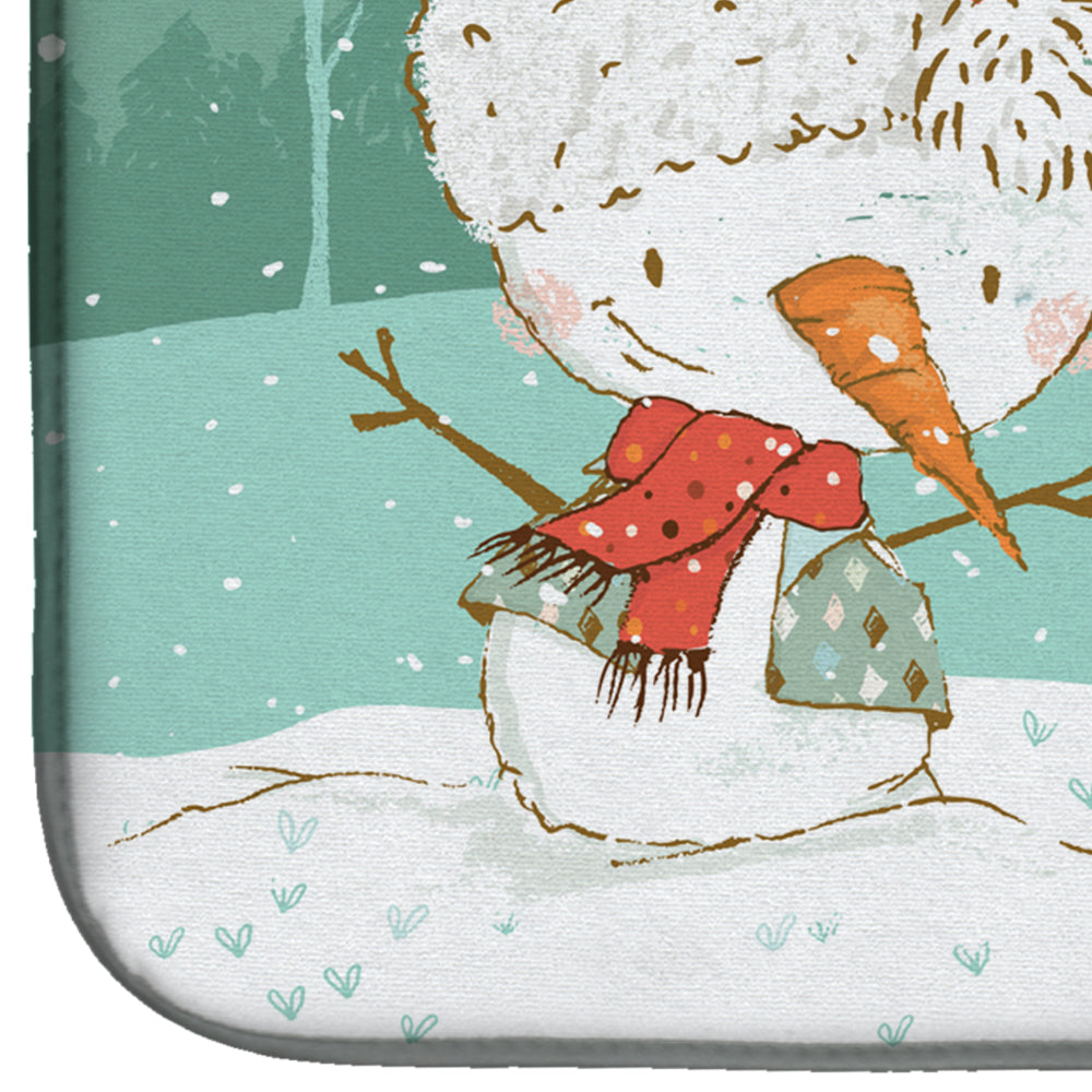 Black Boxer and Snowman Christmas Dish Drying Mat Absorbent Dish Drying Mat Pad for Kitchen Counter Dish Drainer Mat for Countertop, 14 x 21", Multicolor
