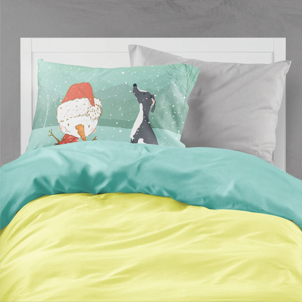 Black Greyhound Snowman Christmas Standard Pillowcase Lightweight Super Soft Easy Care Decorative Artwork Pillowcase, Standard