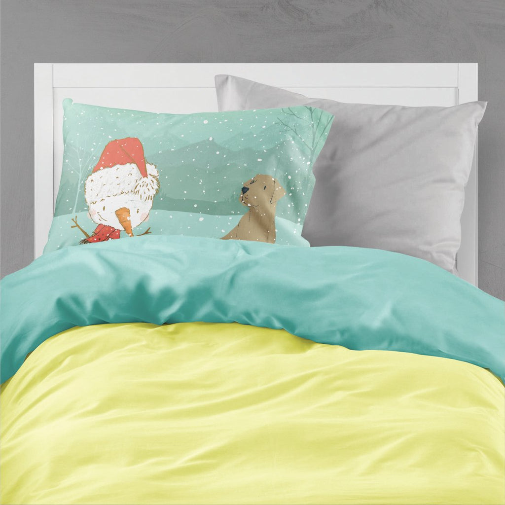 Chocolate Labrador Snowman Christmas Standard Pillowcase Lightweight Super Soft Easy Care Decorative Artwork Pillowcase, Standard