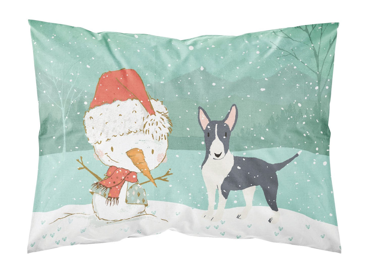 Black Bull Terrier Snowman Christmas Standard Pillowcase Lightweight Super Soft Easy Care Decorative Artwork Pillowcase, Standard