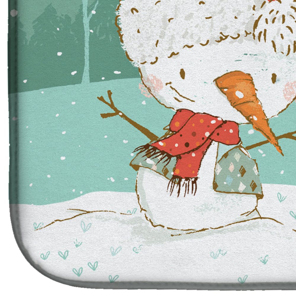 Black Poodle Snowman Christmas Dish Drying Mat Absorbent Dish Drying Mat Pad for Kitchen Counter Dish Drainer Mat for Countertop, 14 x 21", Multicolor