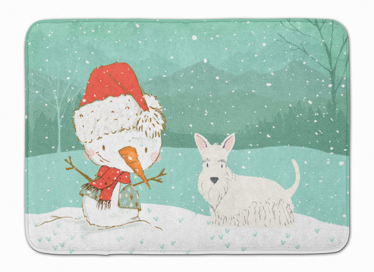 Wheaten Scottish Terrier Snowman Christmas Memory Foam Kitchen Mat Machine Washable Anti-Fatigue Cushion Comfort Bath or Kitchen Rug