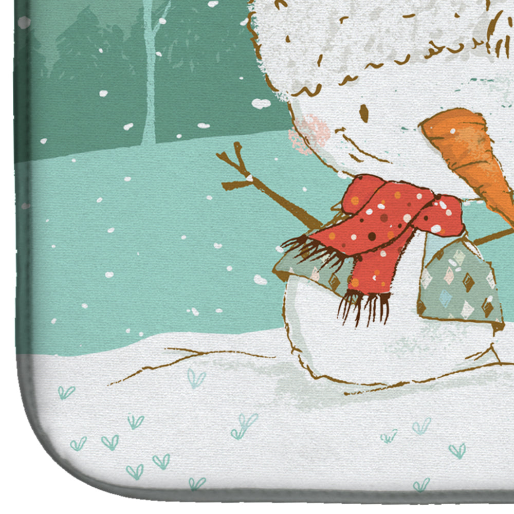 Whippet Snowman Christmas Dish Drying Mat Absorbent Dish Drying Mat Pad for Kitchen Counter Dish Drainer Mat for Countertop, 14 x 21", Multicolor