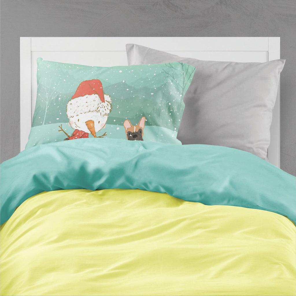 Fawn French Bulldog Snowman Christmas Standard Pillowcase Lightweight Super Soft Easy Care Decorative Artwork Pillowcase, Standard