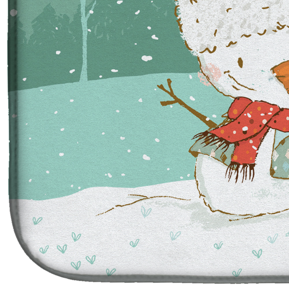 White French Bulldog Snowman Christmas Dish Drying Mat Absorbent Dish Drying Mat Pad for Kitchen Counter Dish Drainer Mat for Countertop, 14 x 21", Multicolor