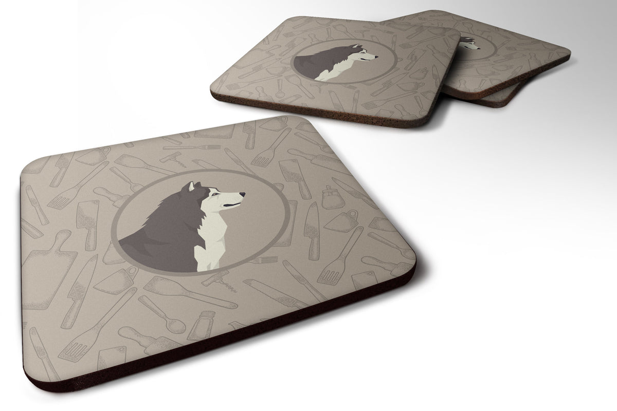 Alaskan Malamute In the Kitchen Foam Coasters Set of 4 Cup Coasters for Indoor Outdoor, Tabletop Protection, Anti Slip, Mouse pad Material