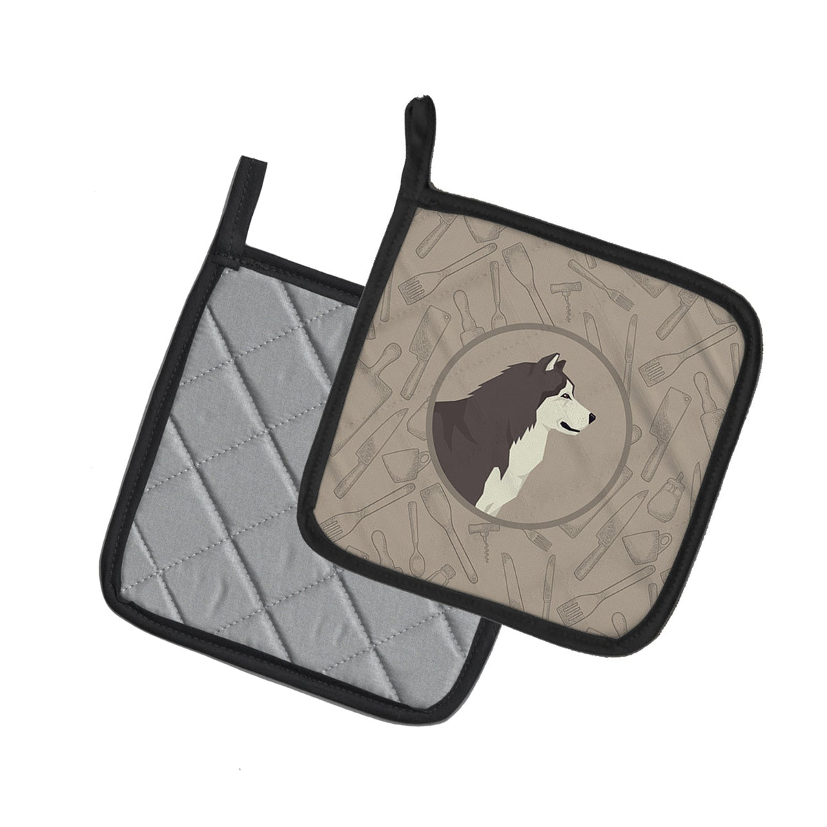 Alaskan Malamute In the Kitchen Pot Holder Set of 2 Heat Resistant Quilted Hot Pads 7.5 x 7.5 Inch, Insulated Kitchen Trivets for Cooking & Baking