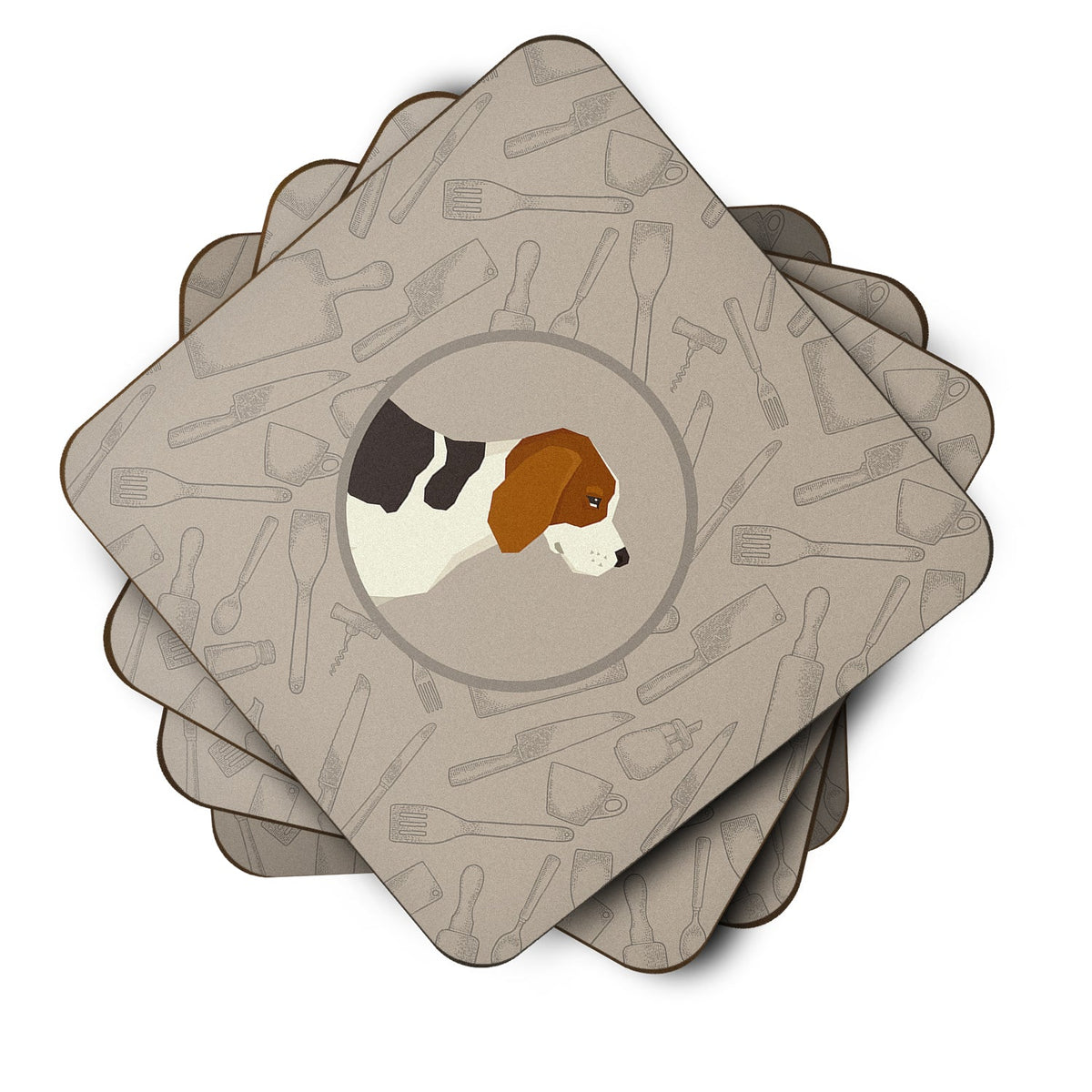 Beagle In the Kitchen Foam Coasters Set of 4 Cup Coasters for Indoor Outdoor, Tabletop Protection, Anti Slip, Mouse pad Material