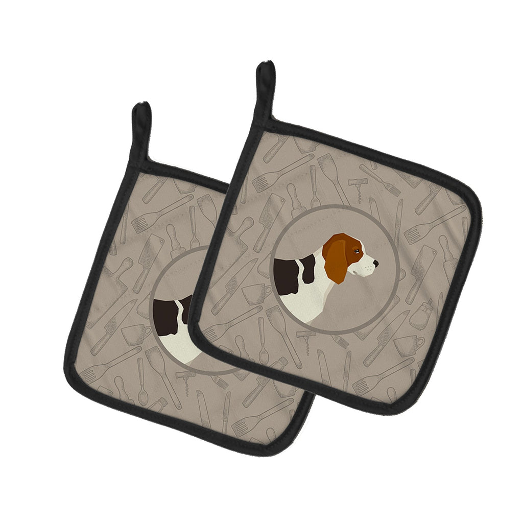 Beagle In the Kitchen Pot Holder Set of 2 Heat Resistant Quilted Hot Pads 7.5 x 7.5 Inch, Insulated Kitchen Trivets for Cooking & Baking